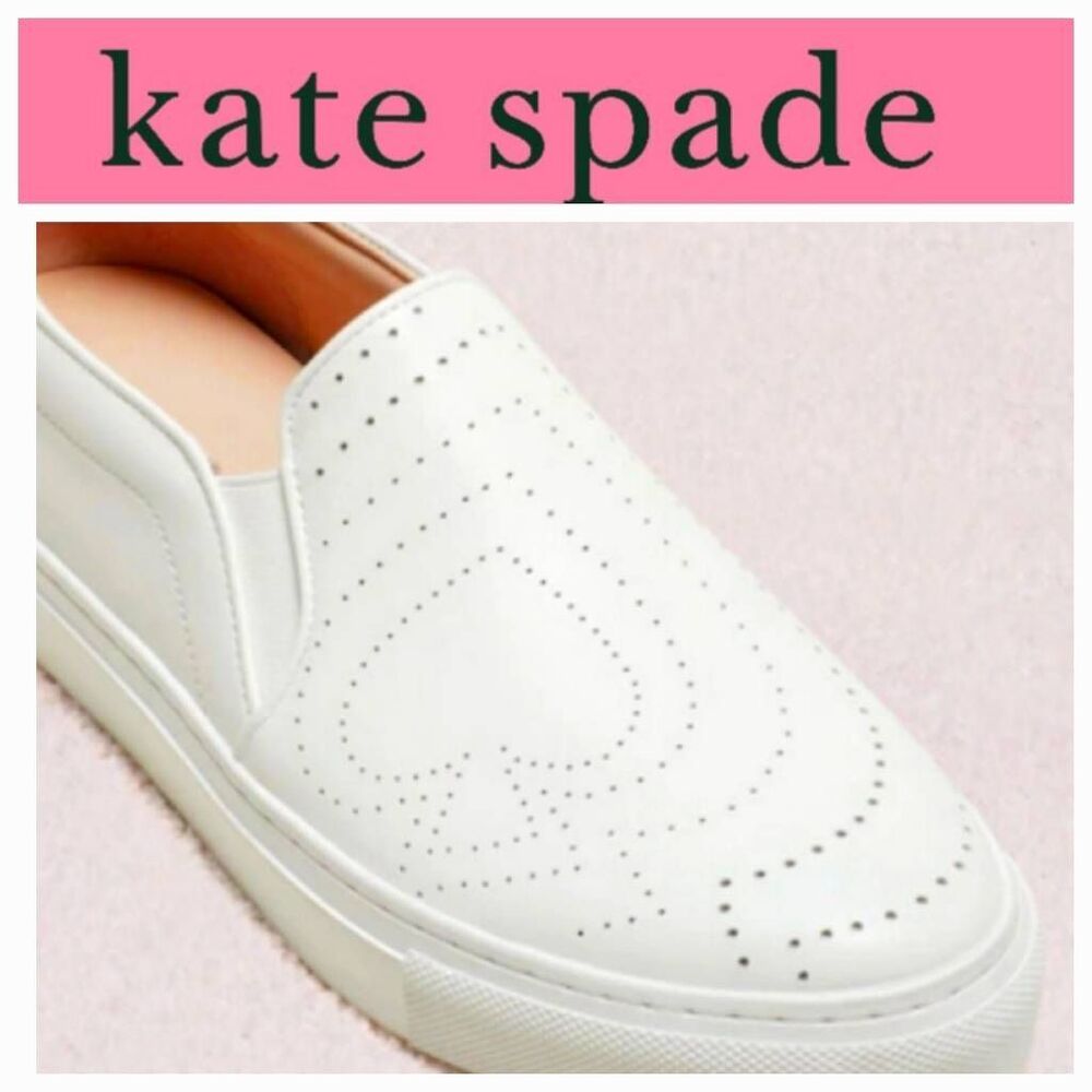 Kate Spade White Azores Preforated Leather Slip-On Shoes